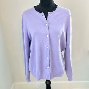Lands' End Lavender Women's Cardigan Purple Size L